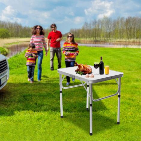Table pliante de camping réglable en hauteur - Grand plateau de table rétractable - Petite table pliante réglable en hauteur - Idéale pour le camping, les barbecues