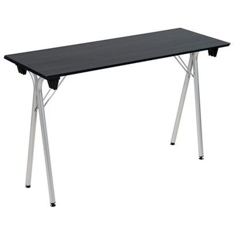 Table pliante de formation L 120 x P 40 bois Zonza noir - Piètement aluminium - Maxiburo
