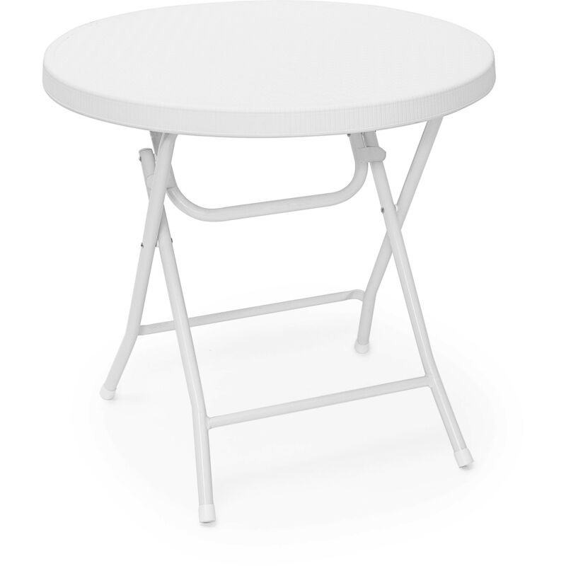 Table pliante de jardin bastian, pour le camping, pratique, h x l x p : 74 x 80 x 80 cm, blanc - Relaxdays