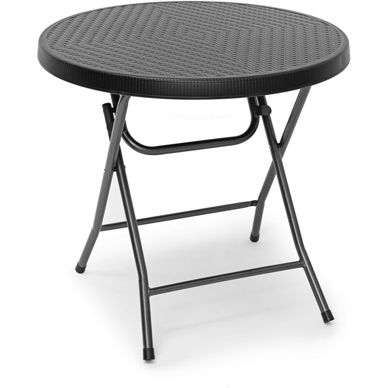 Table pliante de jardin bastian, pour le camping, pratique, h x l x p : 74 x 80 x 80 cm, noir - Relaxdays