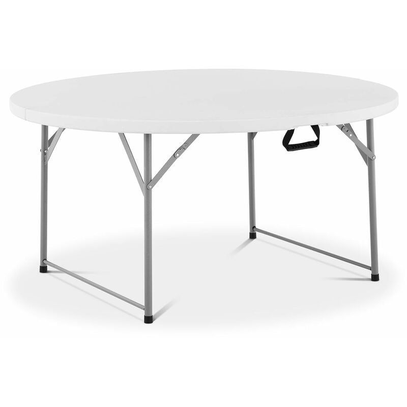Table pliante de jardin d'extérieur traiteur (ø 1 500 x 740 mm, capacité de charge : 150 kg, acier, polyéthylène (pe-hd), coloris : blanc) - Blanc
