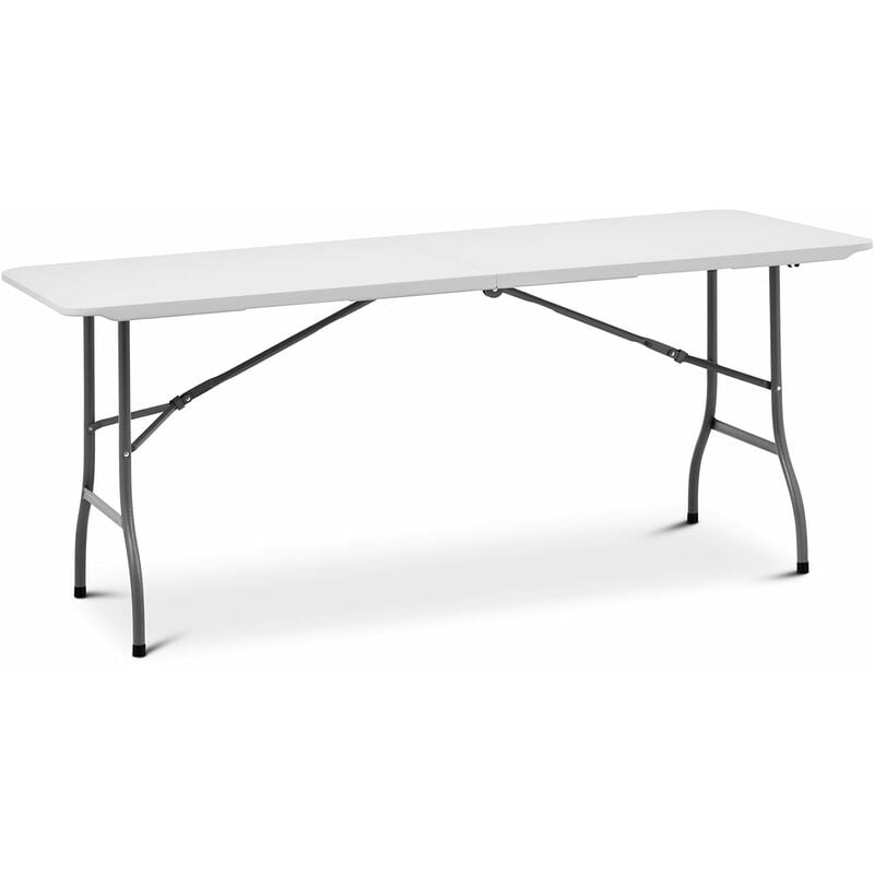 Table pliante de jardin d'extérieur traiteur (180 x 75 x 74 cm, capacité de charge : 150 kg, acier, polyéthylène (pe-hd), coloris : blanc) - Blanc