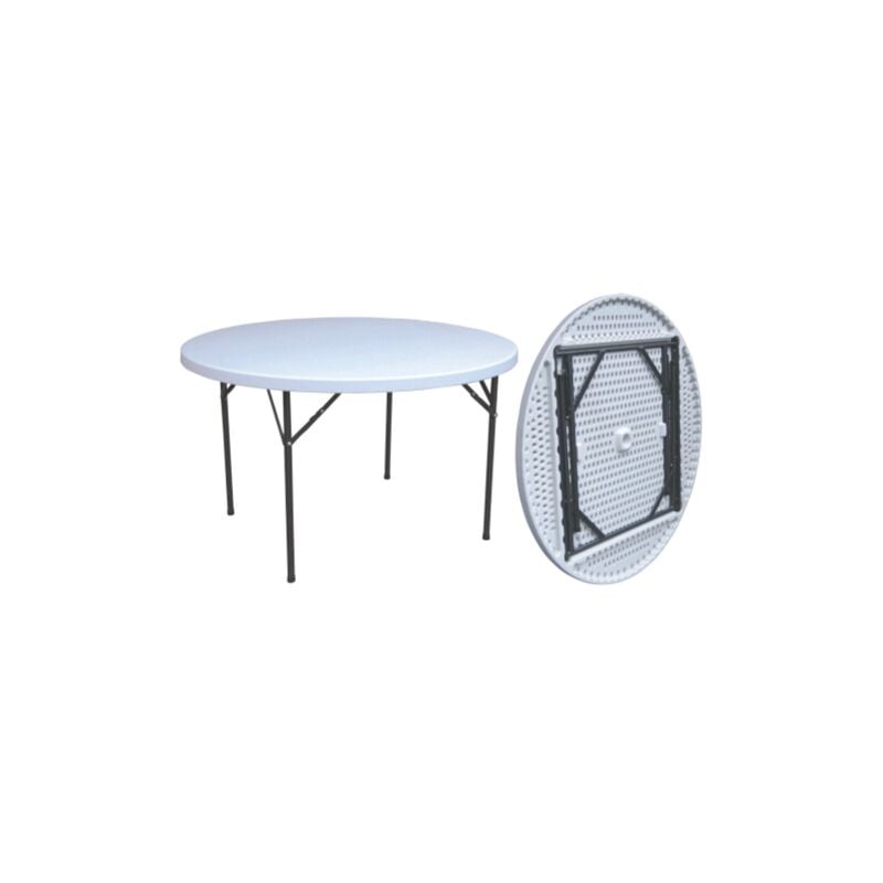 Table ronde avec structure en acier pliante en PEHD plateau 180x74 cm
