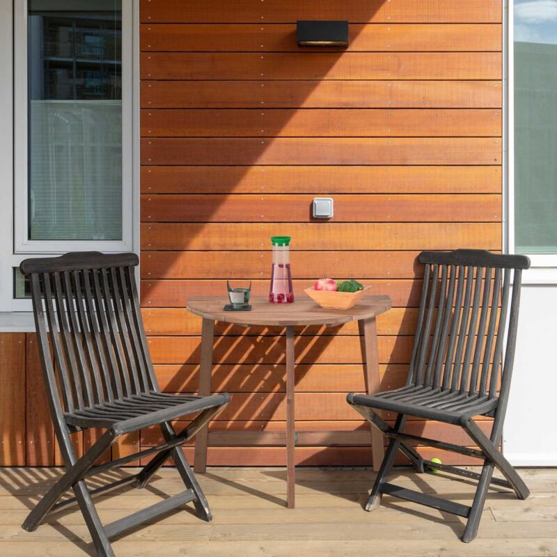 Table pliante demi ronde bois marron