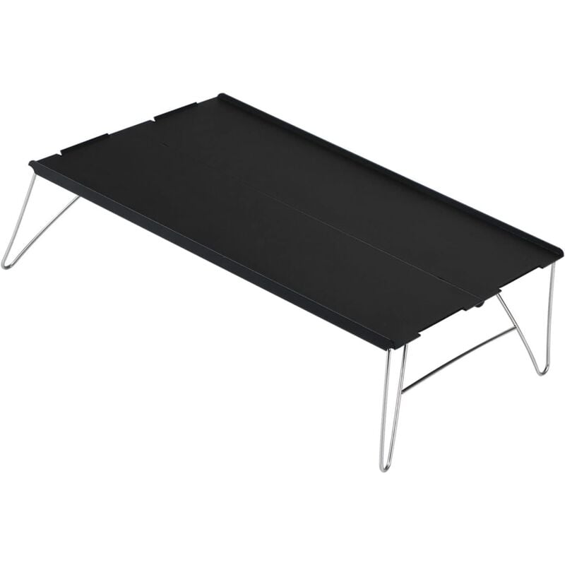 Table pliante d'extérieur (noire), table pliante de camping en alliage d'aluminium, stable, largement adaptée au barbecue - black