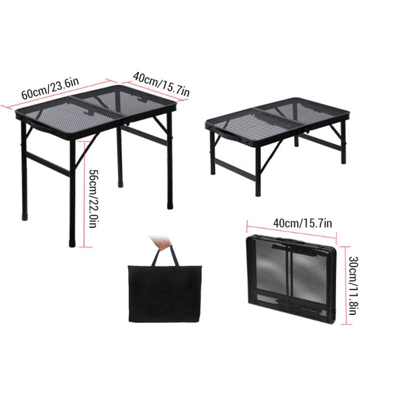 Table pliante d'extérieur, support de camping, table de pique-nique portable, table à manger et chaises pour feu de joie, modèle rehausseur 6040 (sac
