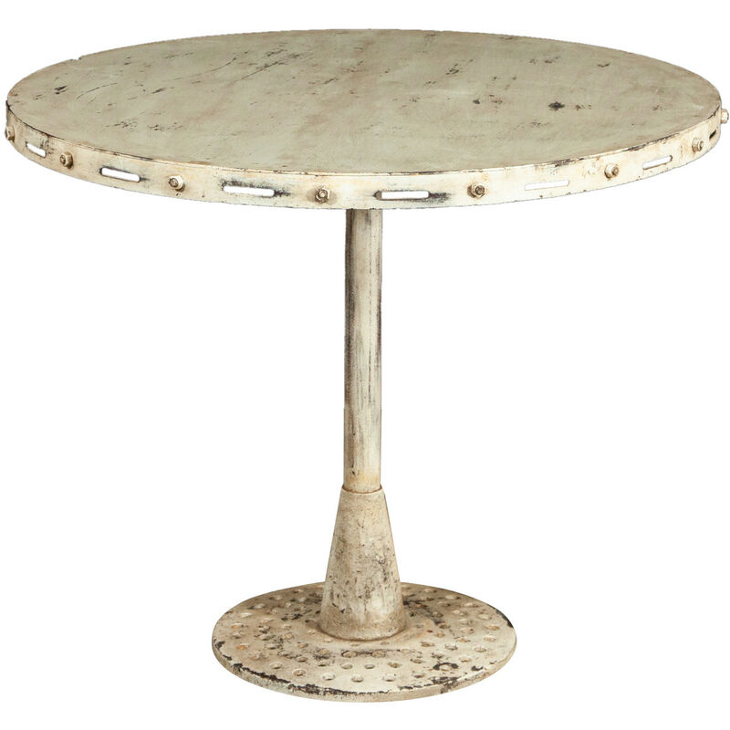 Biscottini - table pliante en finition blanc antique en fer forgé