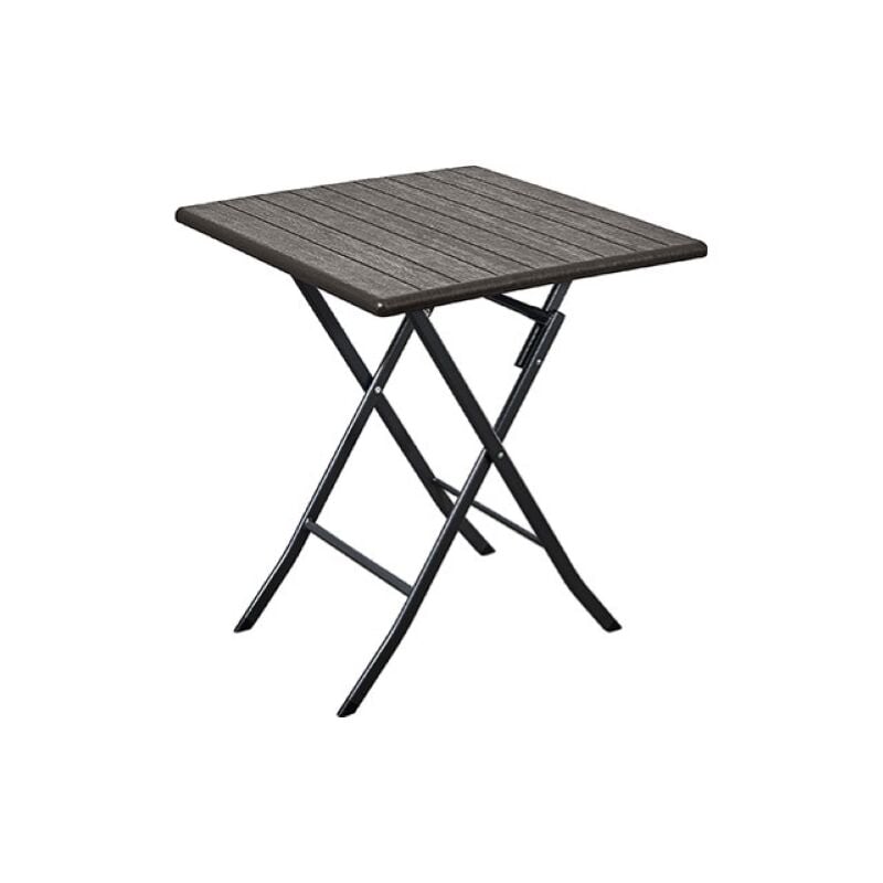 Table pliante en hdpe effet bois avec structure en acier et supports pour terrasse de jardin