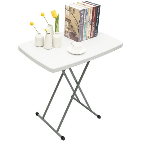 Table pliante en plastique carrée de 77 x 50 cm Table basse / Table de chevet Plateau réglable en hauteur Capacité de charge 50 kg