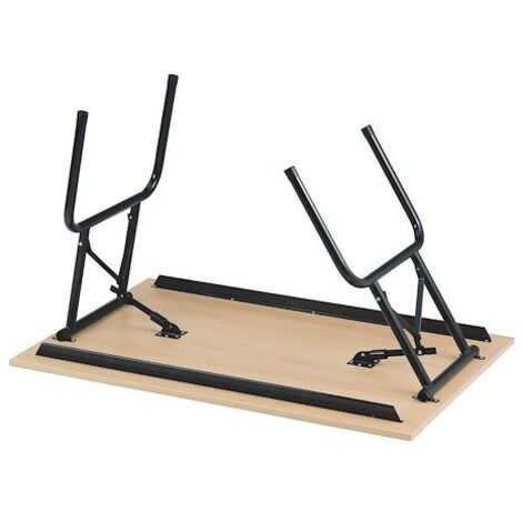 Table pliante hêtre 120 x 80 cm – Hauteur 72,5 cm – Piétement métal noir – Système anti-pliage sécurisé – Nowy Styl