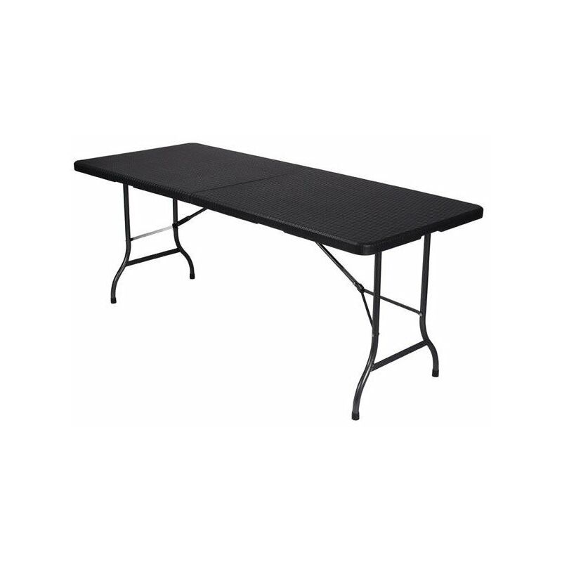 Table pliante - imitation rotin - 180 x 75 x 74 cm