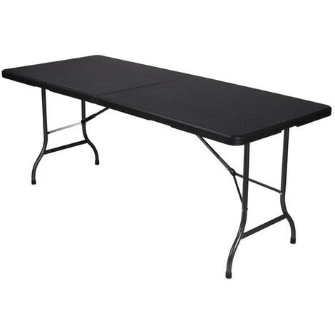 Table pliante - imitation rotin - 180 x 75 x 74 cm