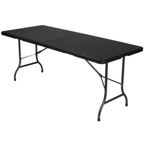 Table pliante - imitation rotin - 180 x 75 x 74 cm