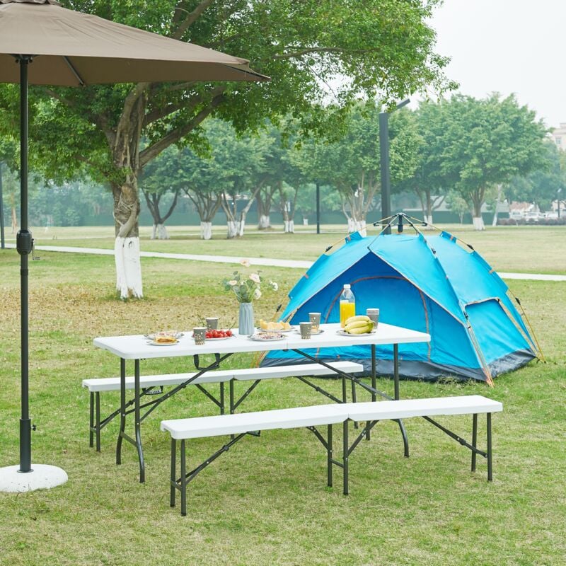 Table pliante Ljusnarsberg avec plateau rectangulaire 180 x 75 x 72 cm blanc [en.casa]