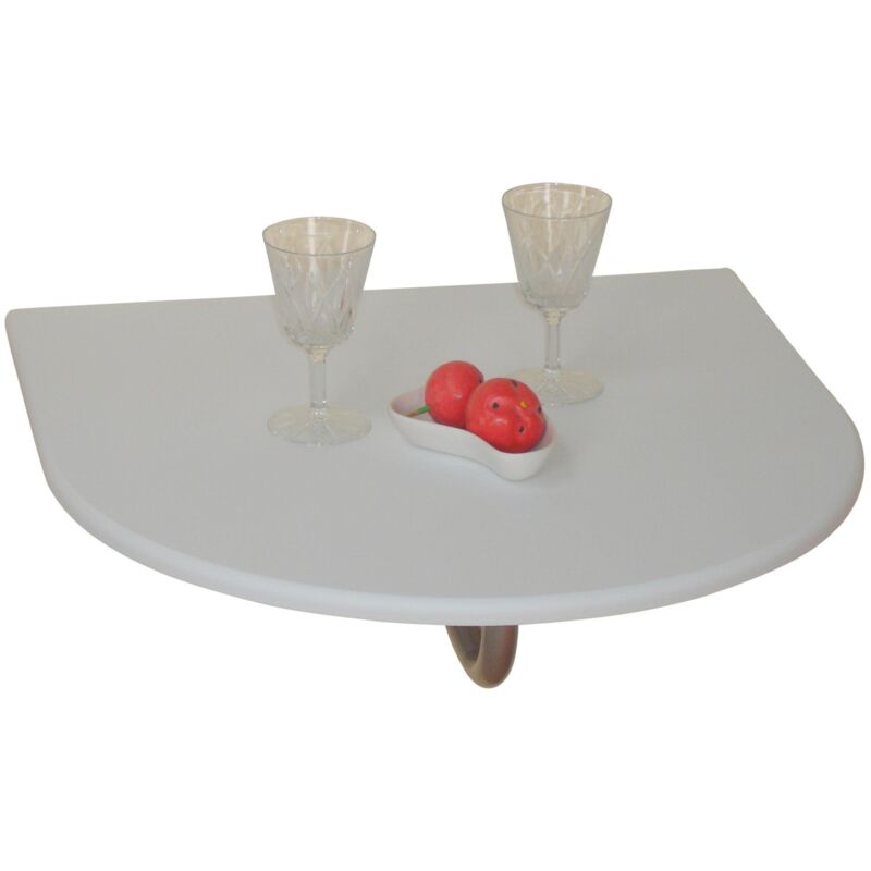 Table pliante murale demi-ronde en mdf blanc DEC05016