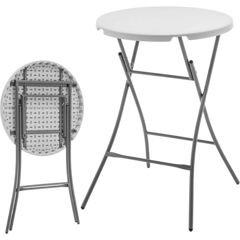Floordirekt - Table pliante Nagano Table de jardin ronde blanche pliante 80 cm de diamètre