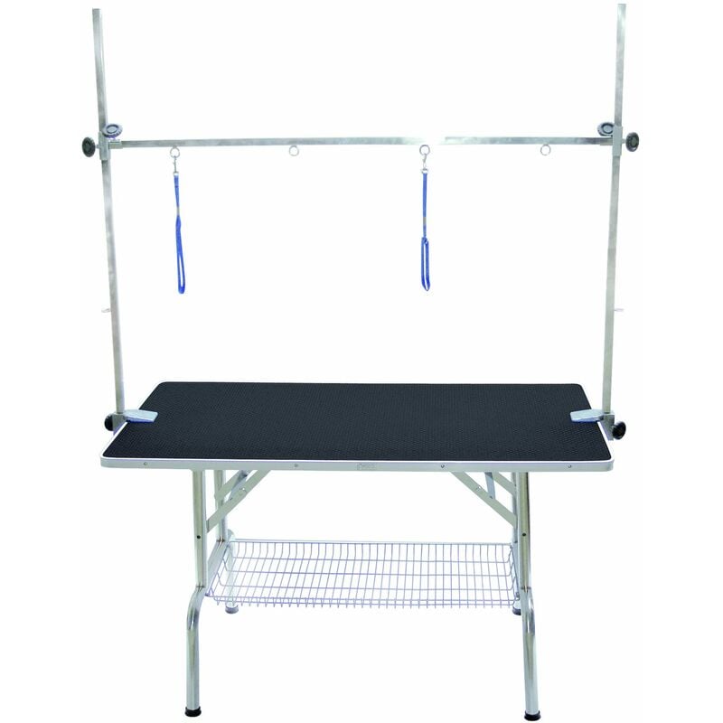 Table toilettage pliante à potence double sans roulettes