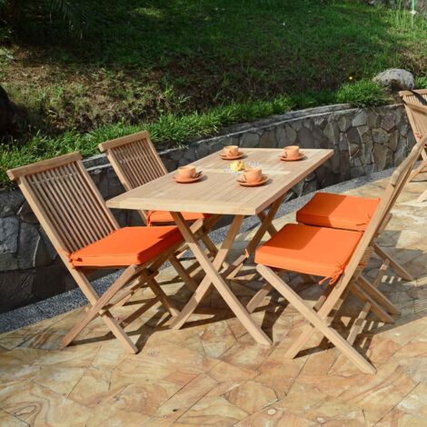 Table pliante rectangulaire en teck massif Kensaï 120 x 70 cm