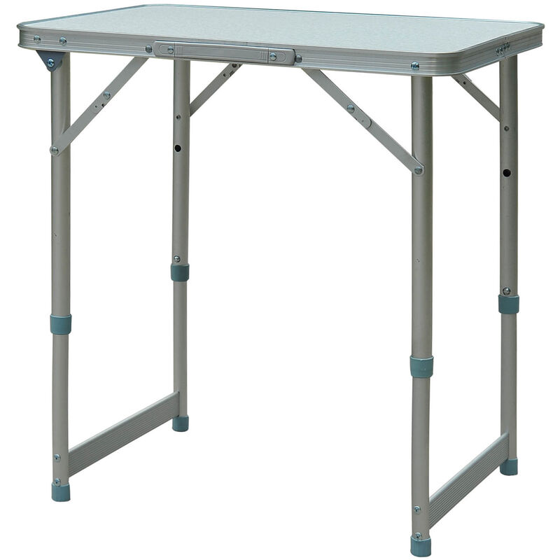 Outsunny - Table pliante table de camping table de jardin hauteur réglable aluminium mdf blanc