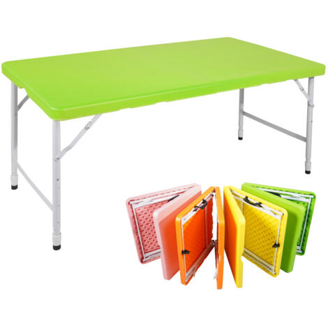 Table pliante, table pliante portable de 125 cm avec poignée, hauteur réglable de 58 cm à 74 cm, capacité de charge 135 kg (verte）