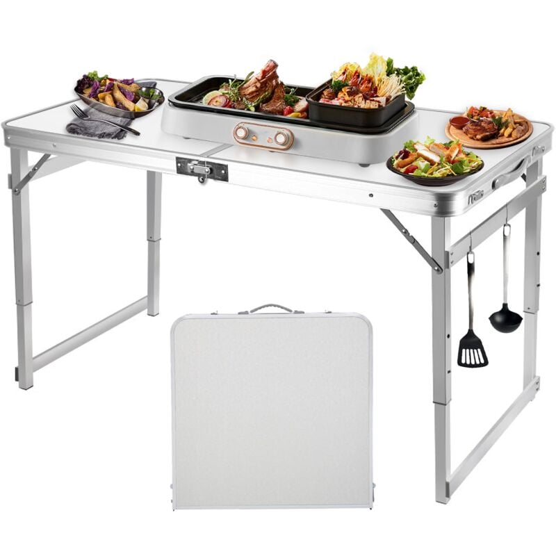 Table Pliante Ultrixe Tables de Pique-Nique - portable Table de Jardin adaptée au Camping, à la Plage, aux fêtes, etc - 120 x 60 x 73 cm, hauteur