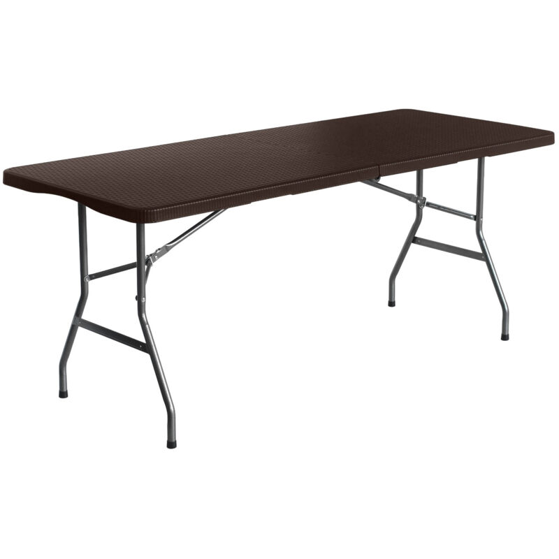 Thinia Home - Table pliante rectangulaire effet rotin 180x74x74cm