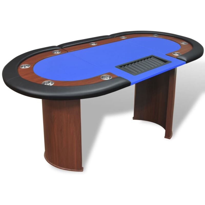 Vidaxl - Table de poker pour 10 joueurs avec espace de croupier Bleu