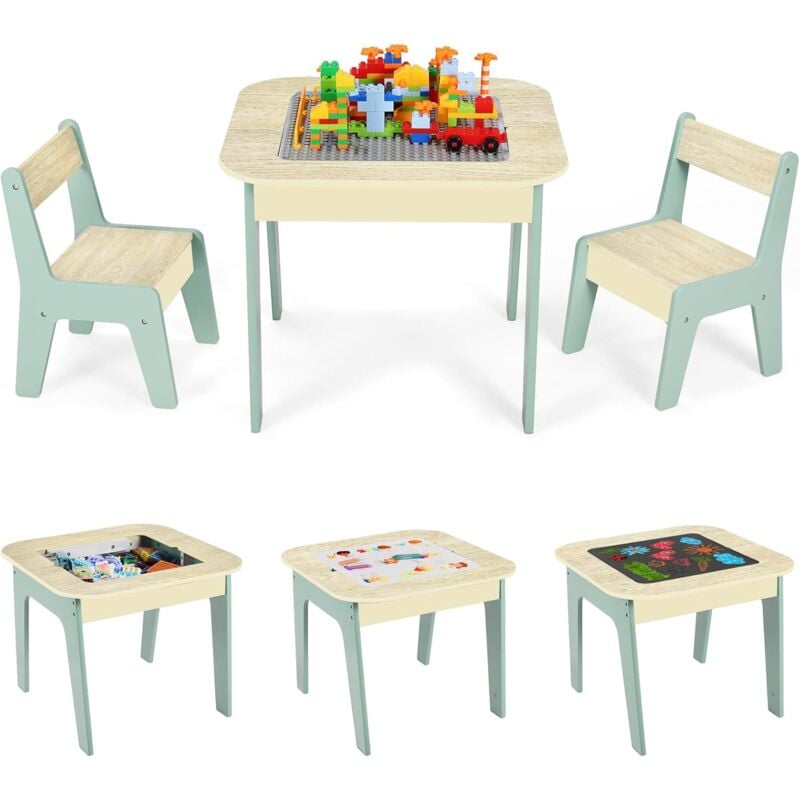 Table pour enfant avec 2 chaises,Table d'Activités,Table à dessin pour enfants,Groupe de sièges ,Ensemble de Table et Chaises,Tableau des blocs de
