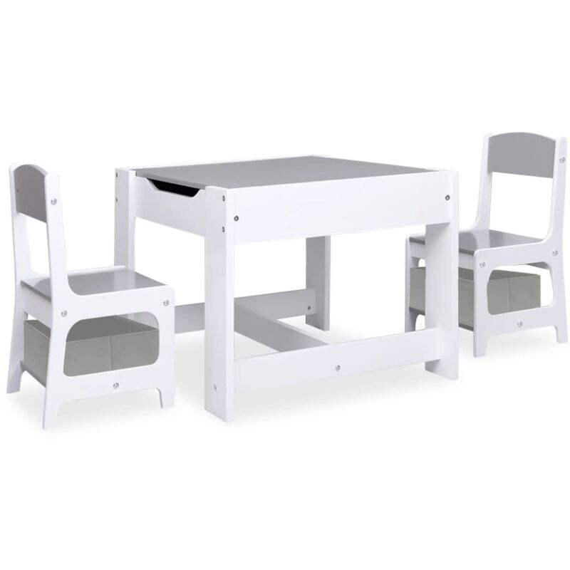 Vidaxl – Table enfant avec 2 chaises – MDF blanc – Dimensions table 62x62x48 cm – Coin arrondi pour sécurité – Tableau noir intégré Vidaxl – Table enfant avec 2 chaises – MDF blanc – Dimensions table 62x62x48 cm – Coin arrondi pour sécurité – Tableau noir intégré