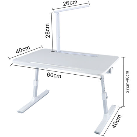 Table pour Ordinateur Portable Pliante avec Lampe réglable en hauteur Blanc