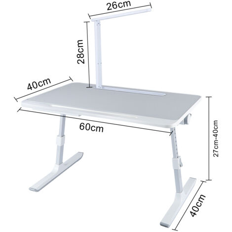 Table pour Ordinateur Portable Pliante avec Lampe réglable en hauteur Gris