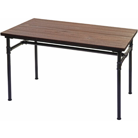 Table pour salle à manger HHG-486b, bar, gastronomie, bois d'orme, standards MVG, noir-marron 120x70 cm