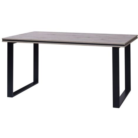 Table à manger extensible 140/180 cm effet chêne, piètement noir - Santa -  Homifab