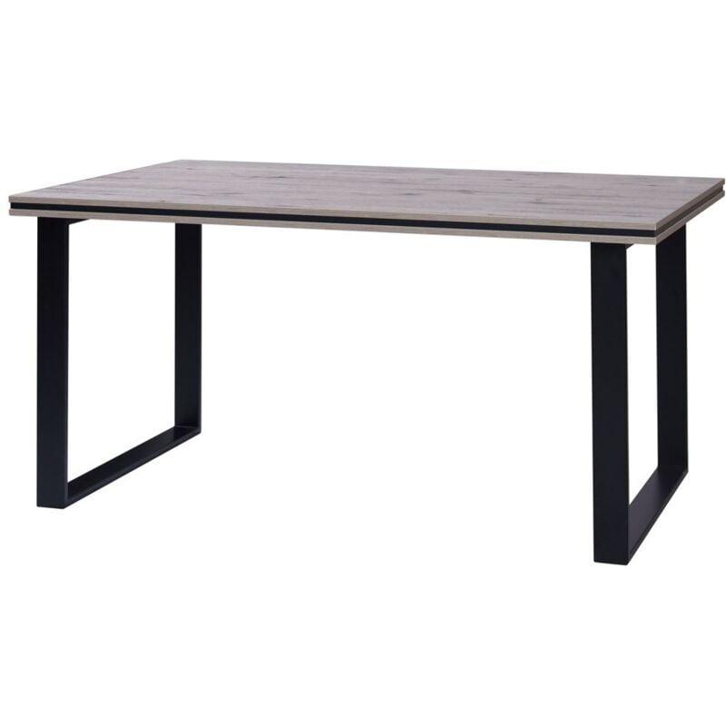 Table MALAGA - Style industriel - Coloris chêne Wellington avec pieds noirs - 180 x 90 x 78 cm