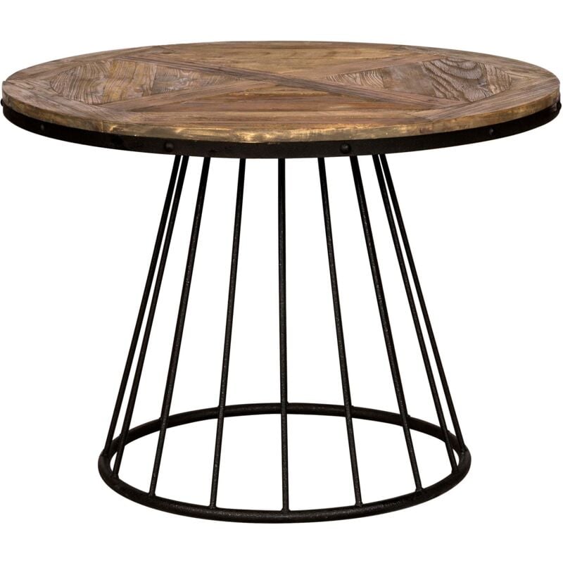 Rendez-vous Déco - Table ronde 5 personnes en bois de cèdre et pied en métal D110 cm - pralus