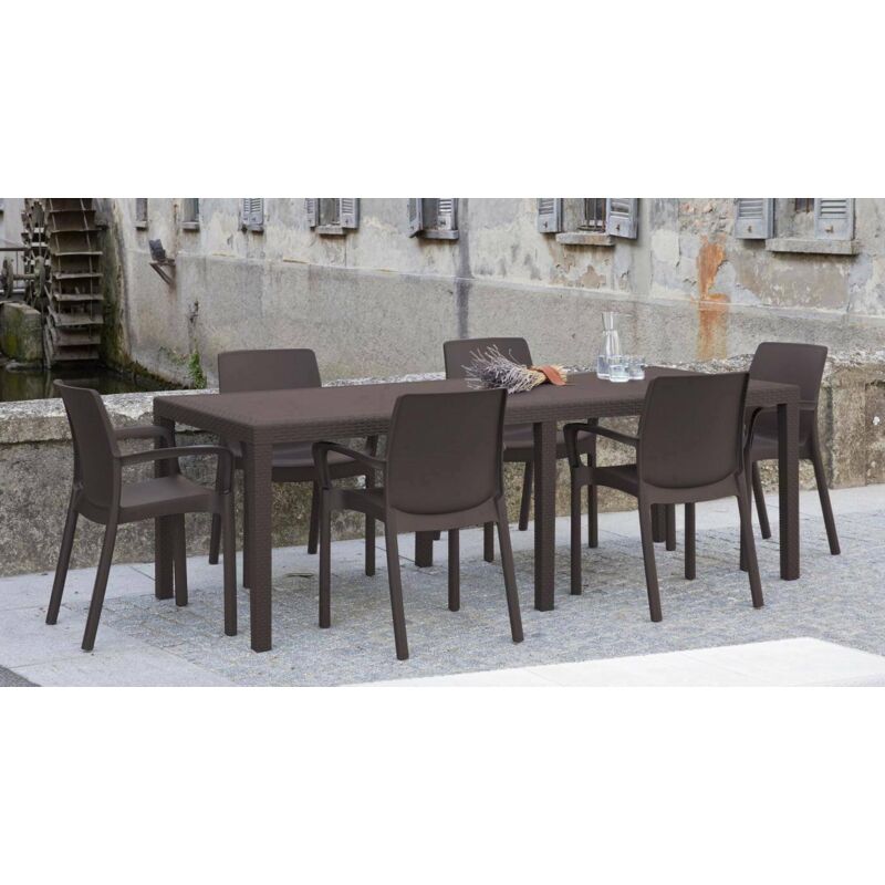 Altri - Table d'extérieur rectangulaire extensible, Made in Italy, couleur marron, Dimensions 150 x 72 x 90 cm (extensible jusqu'à 220 cm)