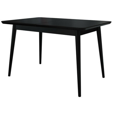 Table Racine 131, Noir, 76x80x140cm, Allongement, MDF, Bois