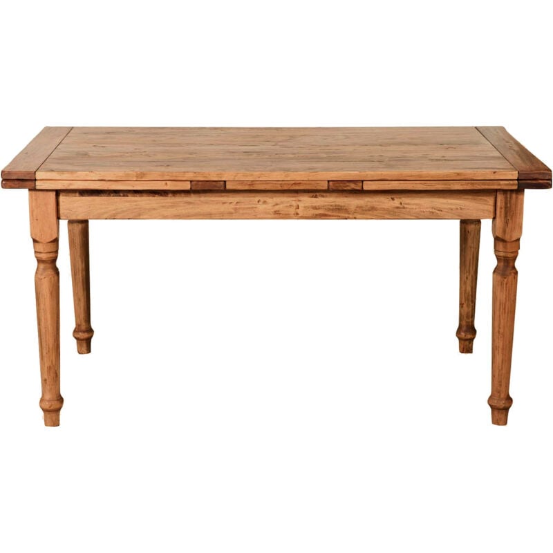 Biscottini - Table rallonge champêtre en bois massif de tilleul massif, finition noyer made in italy