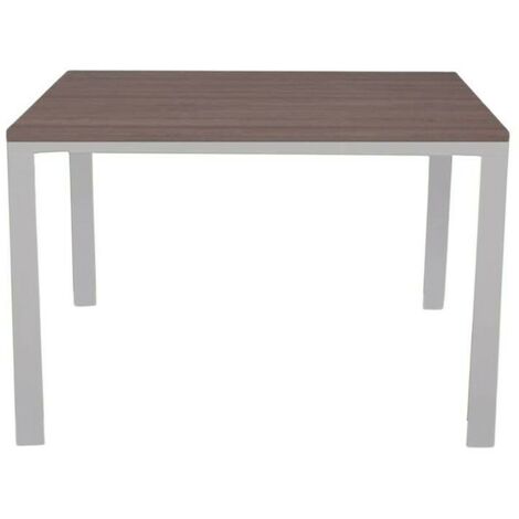 Table rectangulaire 120x80 avec cadre blanc et plateau en mélèze gris Monster