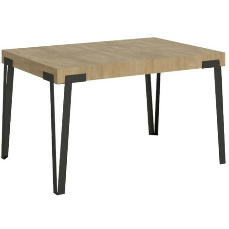 Table rectangulaire 130cm chênes clair et pieds métal anthracite Konta
