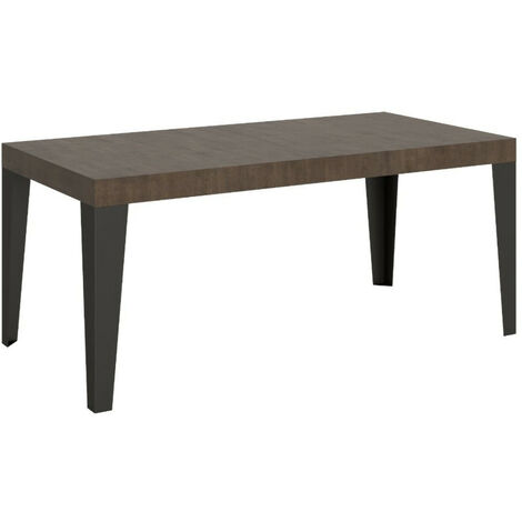 Table rectangulaire 130cm noyer et pieds métal anthracite Flavio 6 places