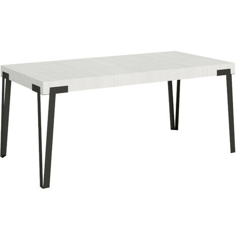 Table rectangulaire 160cm blanc et pieds métal anthracite Konta