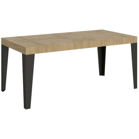 Table rectangulaire 160cm chêne clair et pieds métal anthracite Flavio 6 places