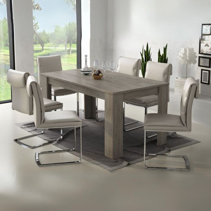 Table rectangulaire à rallonge ancona coloris chêne 160x88 cm - Ulrich