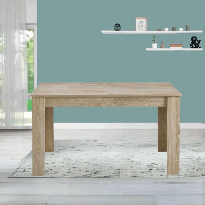 Toscohome - Table rectangulaire à rallonge coloris chêne 140x90 cm - Tony