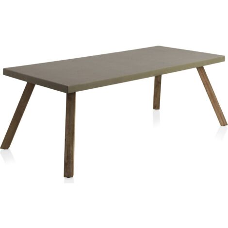 Table rectangulaire acacia et béton léger style contemporain - Gris taupe et bois naturel