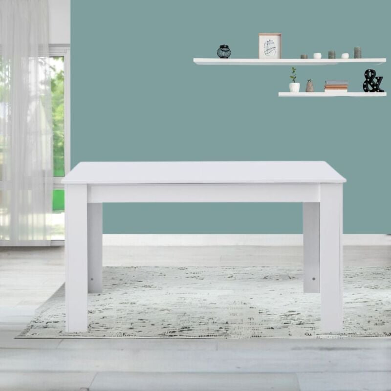 Toscohome - Table rectangulaire blanche à rallonge 140x90 cm - Tony