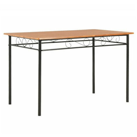 Table rectangulaire bois foncé et pieds métal noir 120cm