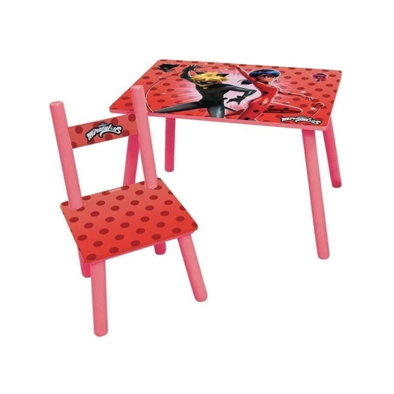 Cijep - fun house Miraculous Ladybug Table h 41,5 cm x l 61 cm x p 42 cm avec une chaise h 49,5 cm x l 31 cm x p 31,5 cm - Pour enfant
