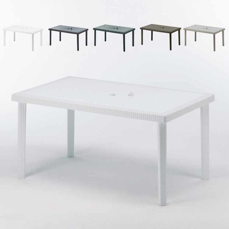 12 Tables de jardin rectangulaire en poly-rotin bar café bistrot 150x90 | Blanc